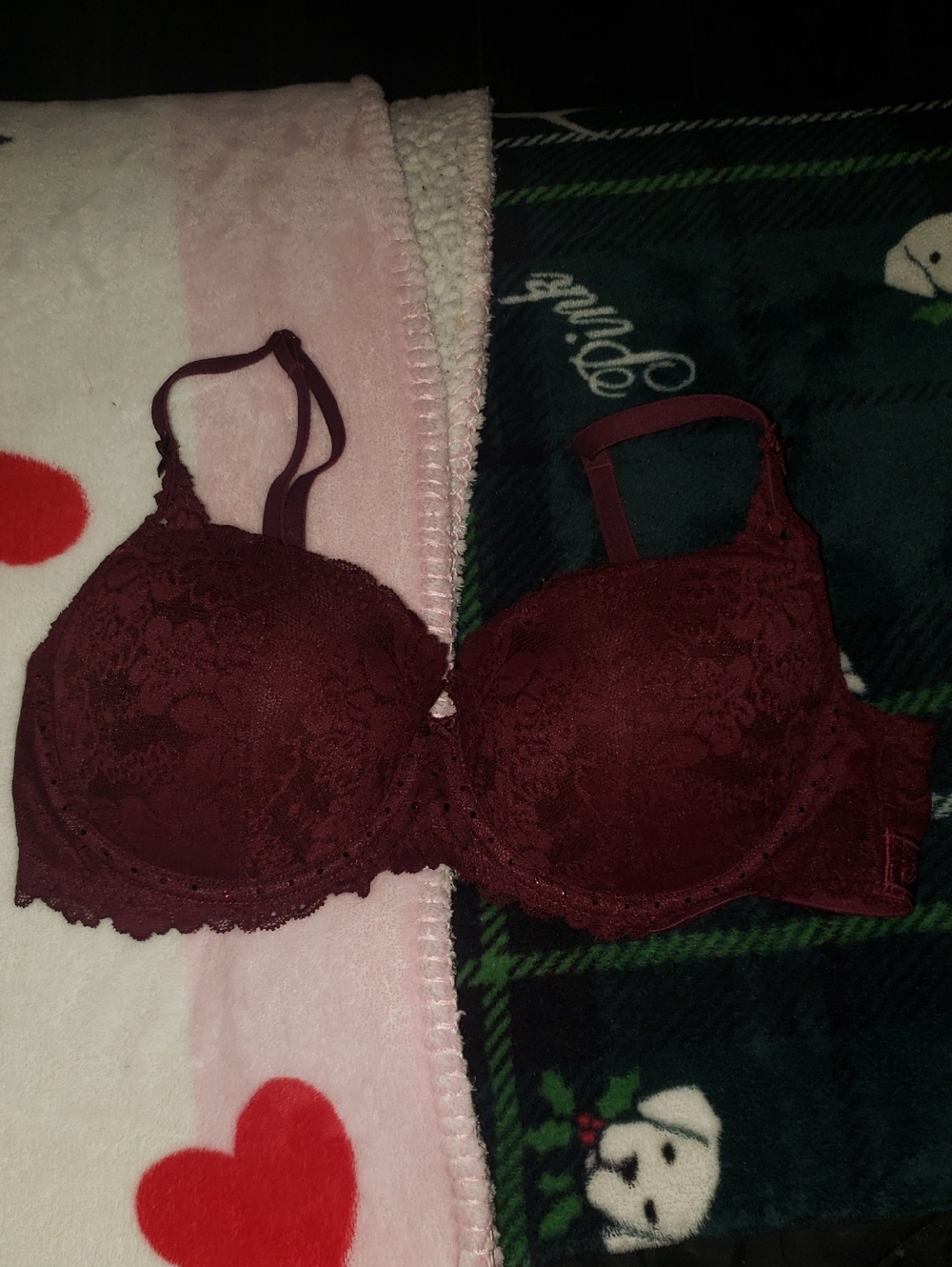 PINK Victoria's Secret Burgundy Lace Underwire Bra